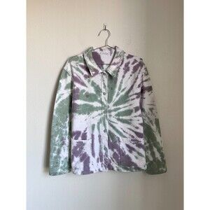 LACAUSA Kismet Tie Dye Shirt Jacket in Sugar Plum Swirl Size MEDIUM